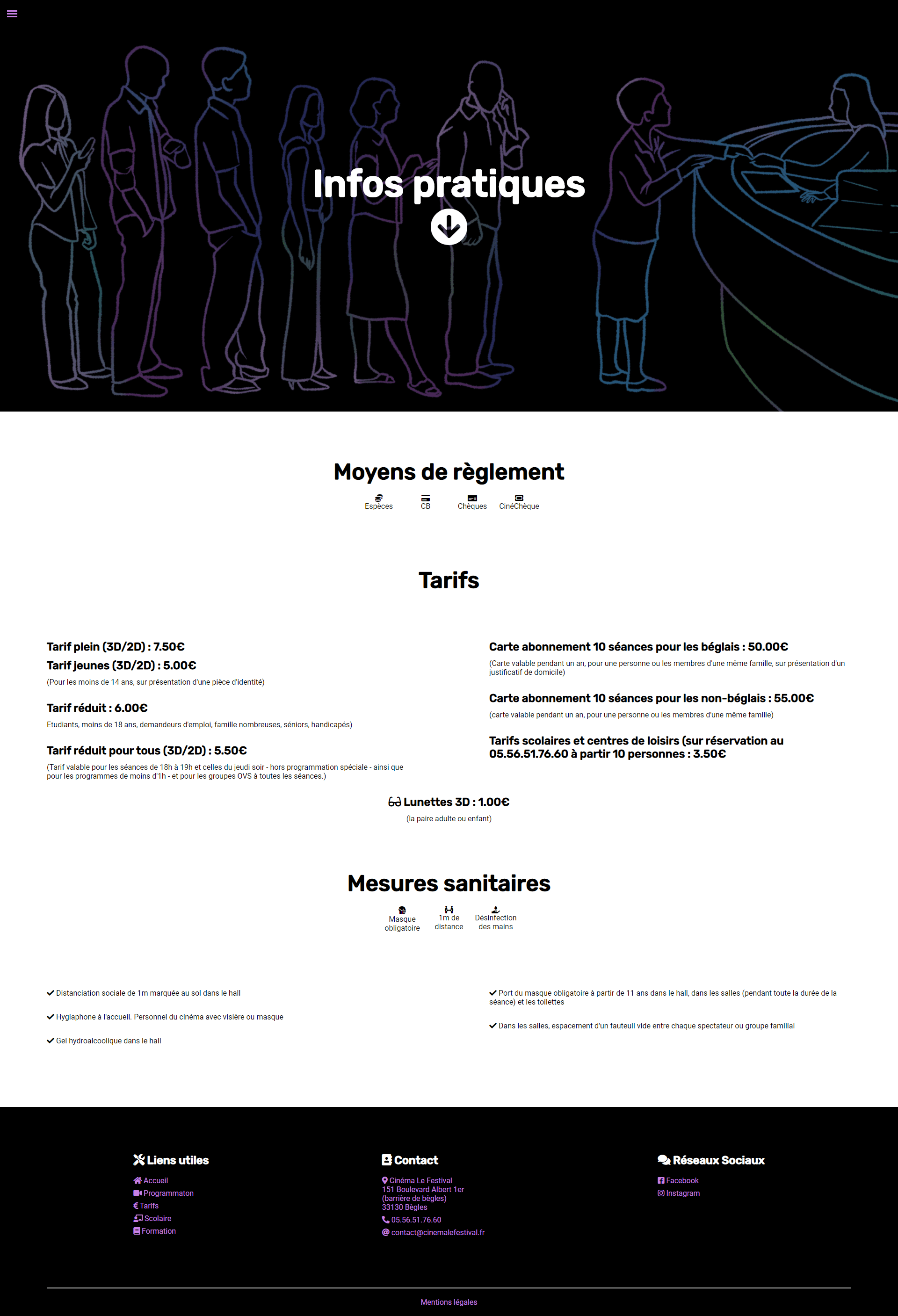 Page informations pratiques du site le cinéma Festival de Bègles